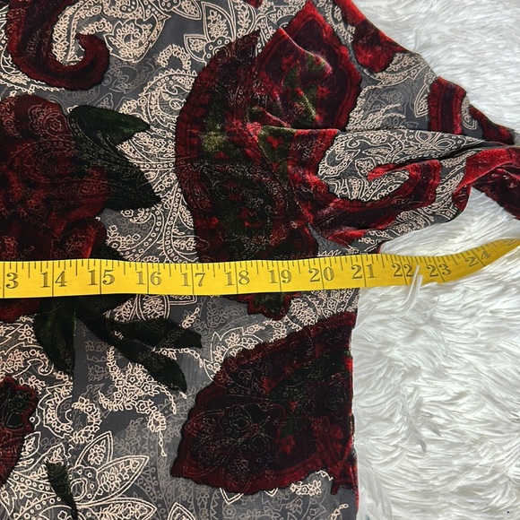 Vintage Aris A Burnout Top Asian Style-Mandarin Collar and Velvet Frog Fasteners - Picture 8 of 14